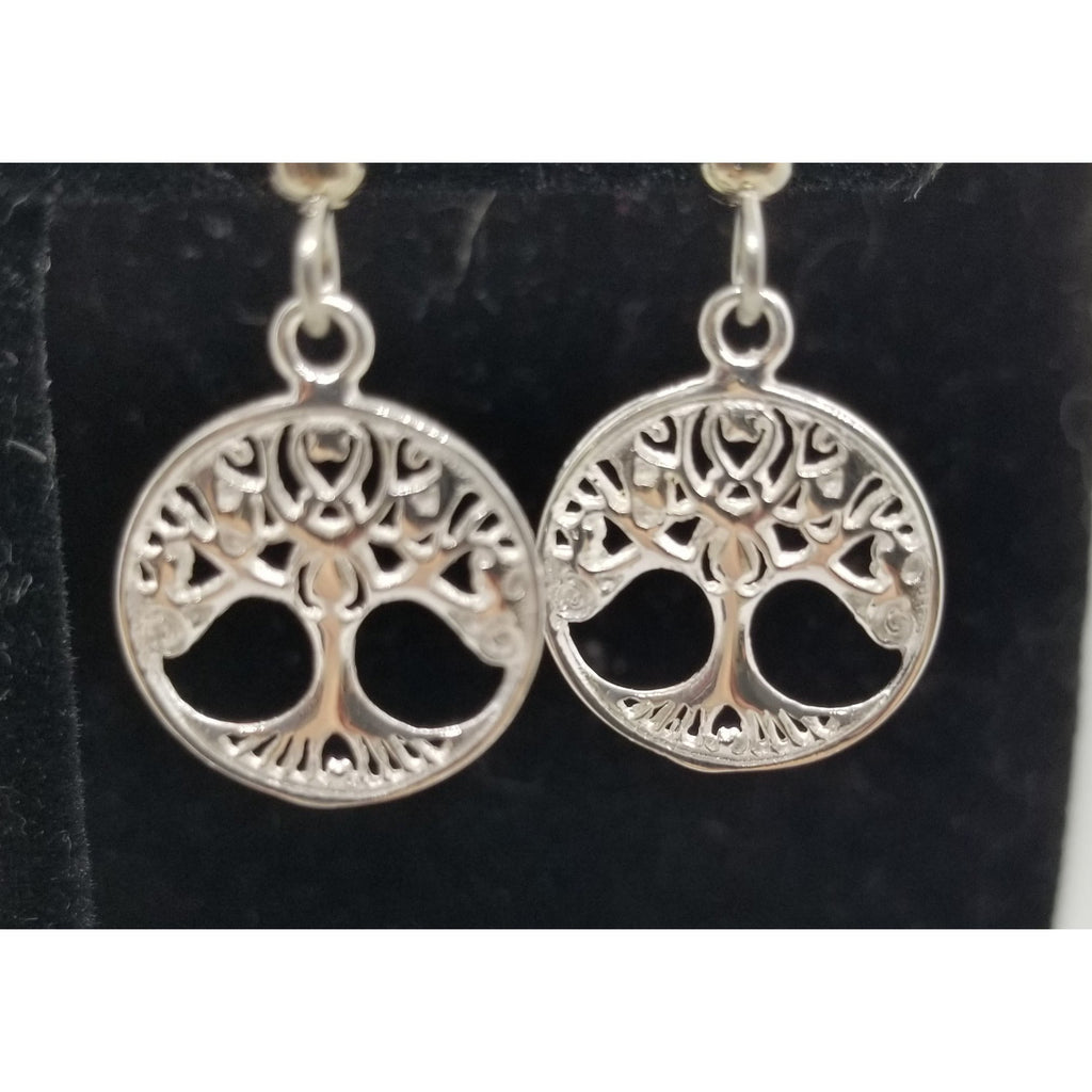 Tree of life earrings, pierced dangle, 925 sterling - Kpughdesigns