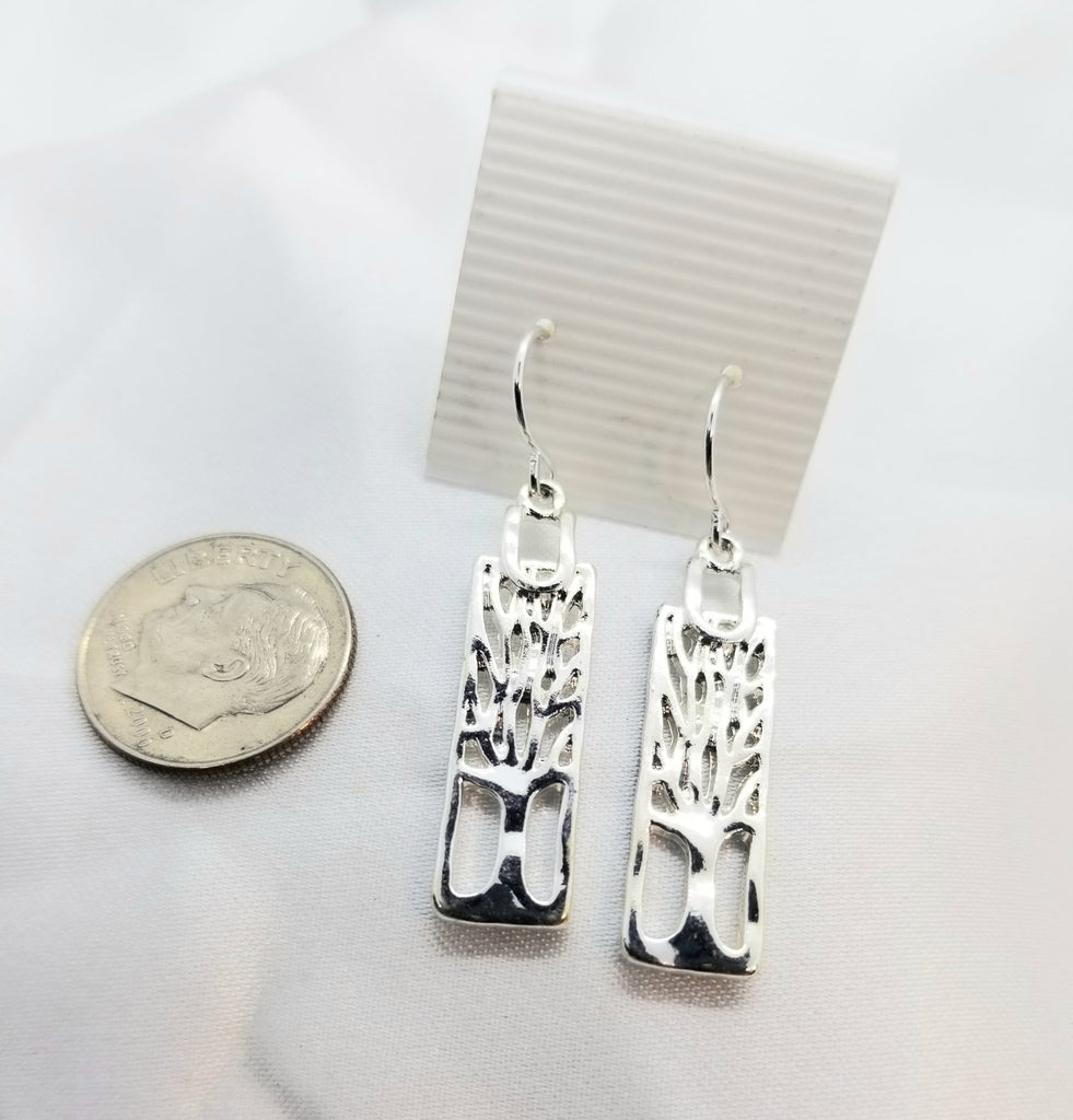 Silver tree earrings, hypoallergenic  pierced - Kpughdesigns