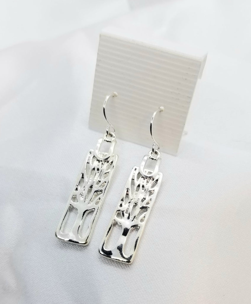 Silver tree earrings, hypoallergenic  pierced - Kpughdesigns