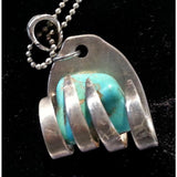 Turquoise necklace, fork grasping stone, upcycled fork, twisted forks, fork art - Kpughdesigns