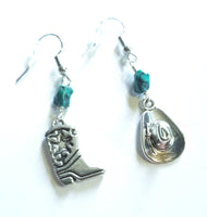 Turquoise western earrings, pierced - Kpughdesigns